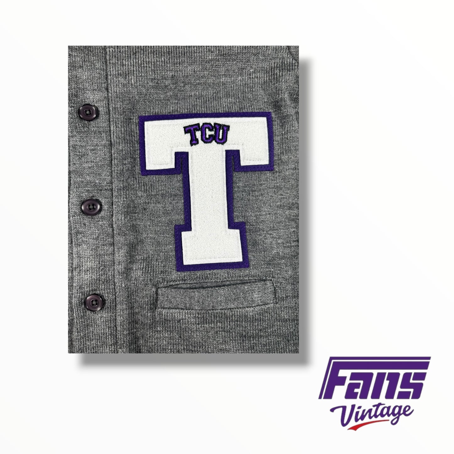 RARE! Player Issued TCU Block T Vintage Style Letterman Sweater
