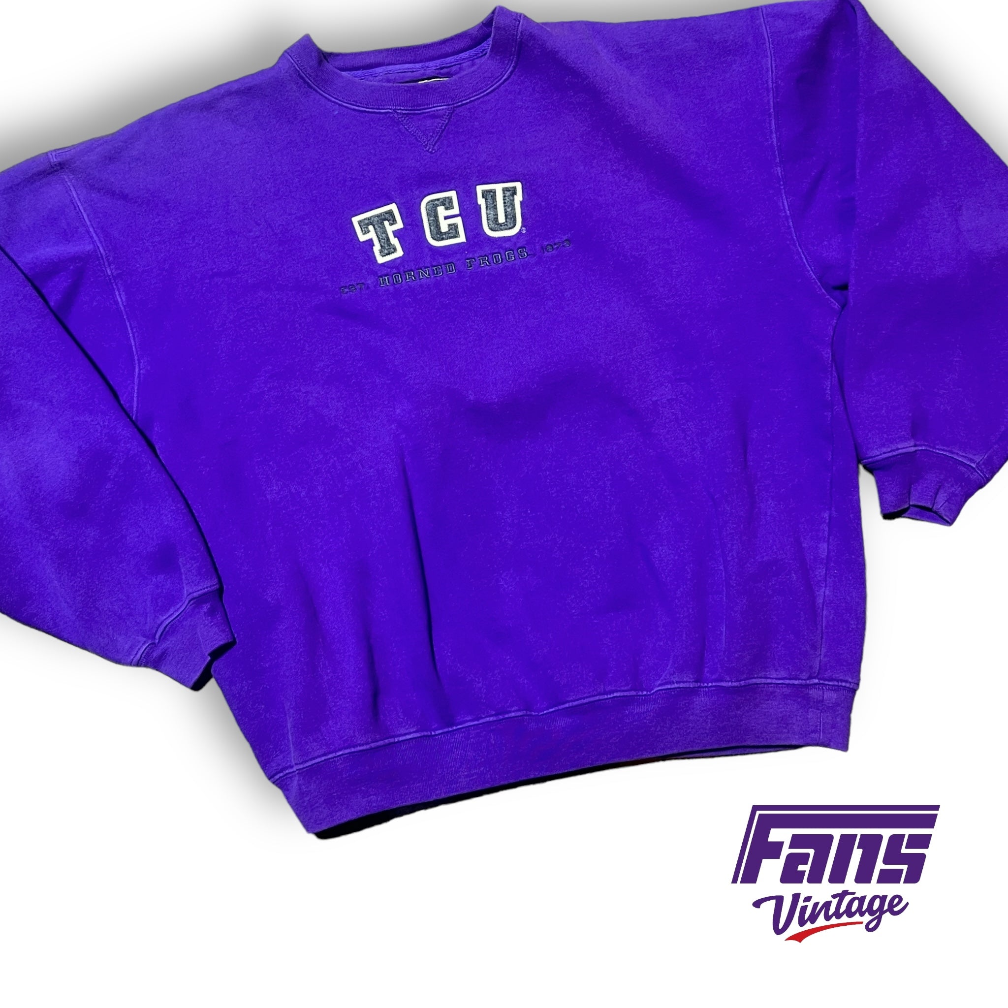 90s Vintage TCU Crewneck Sweater Awesome felt embroidered lettering