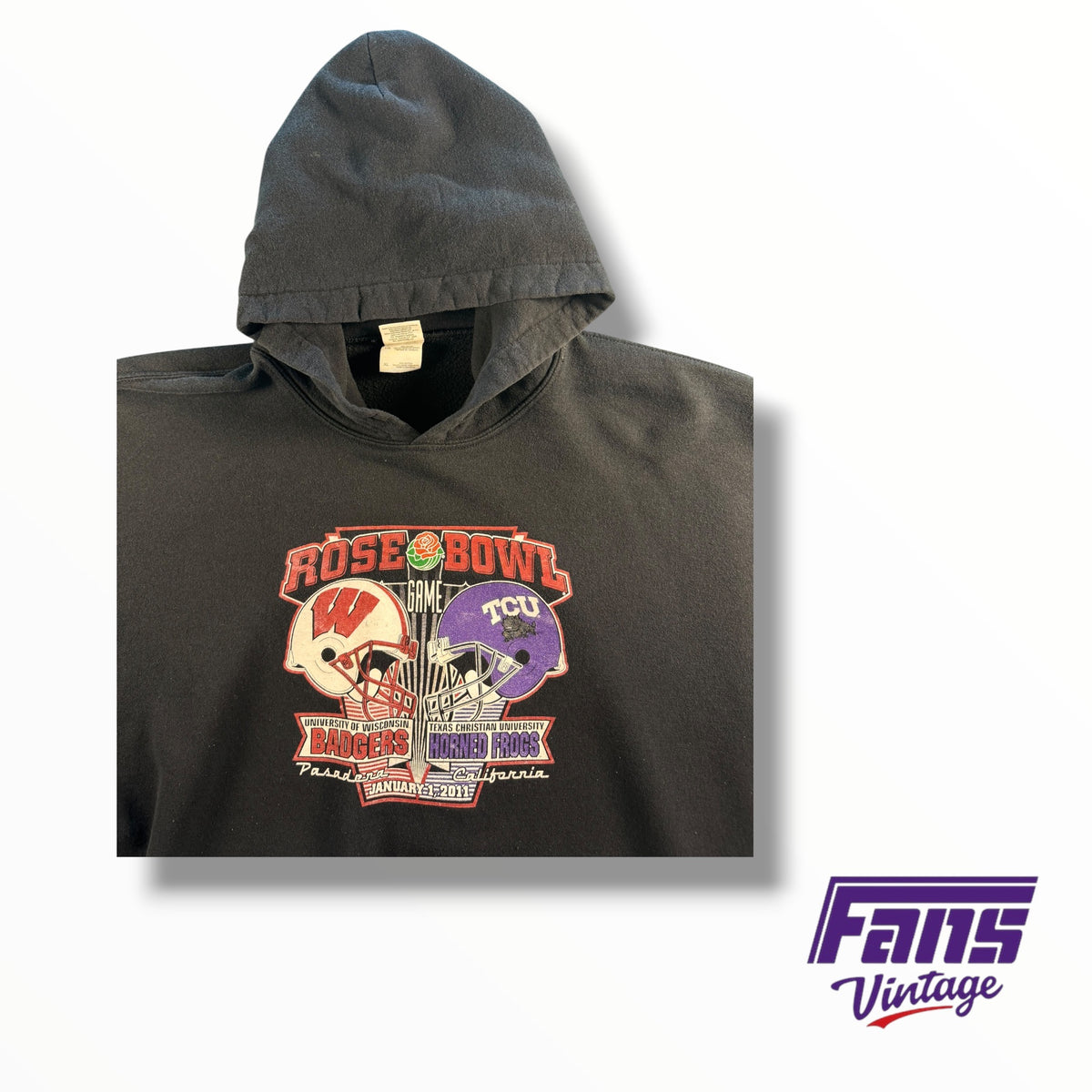 Vintage TCU 2011 Rose Bowl Football Helmet Graphic Hoodie