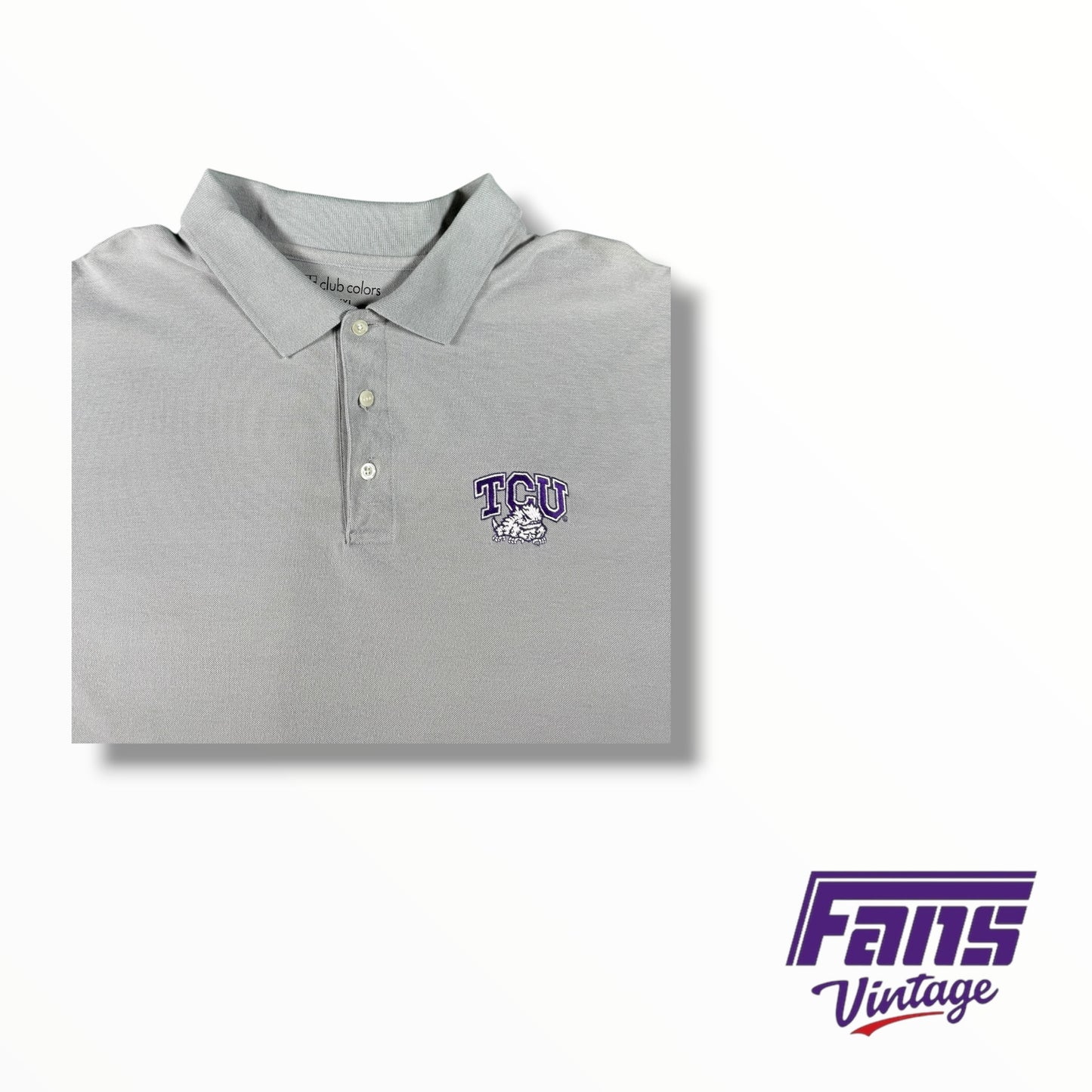 Vintage Gray TCU Polo with Stacked Frog Logo