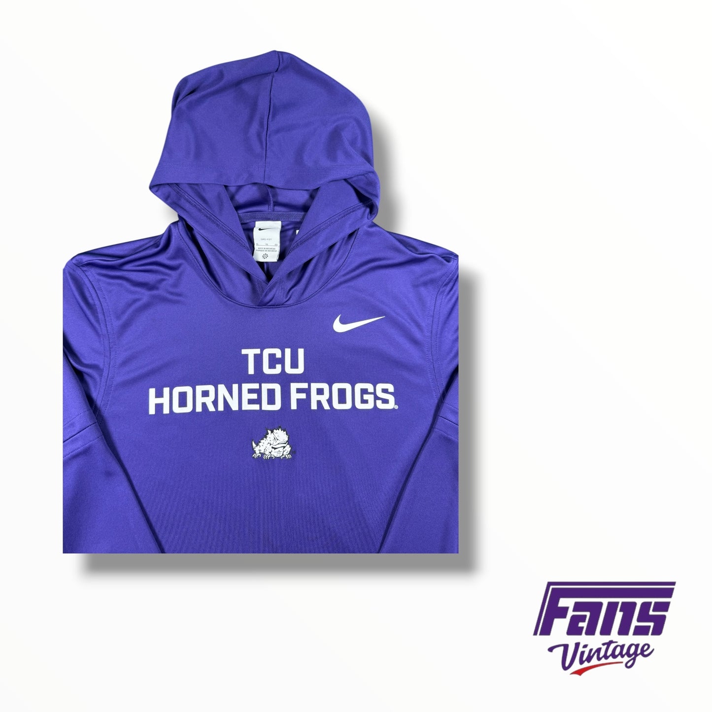 TCU Football Nike Team Issued Purpled Hooded Long Sleeve Shirt