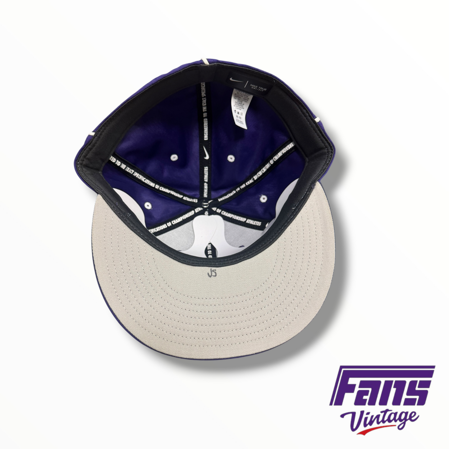 TCU Baseball Team-Issued Nike Athletic Frog Fitted Hat โ White/Purple