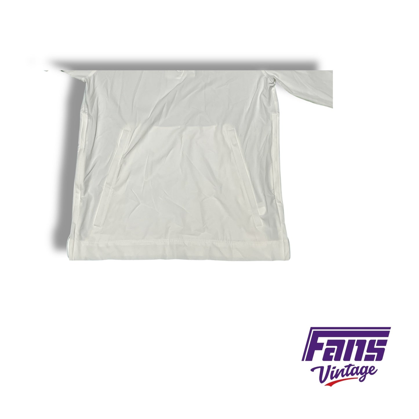 TCU Nike Team‑Issued White Quarter Zip pullover with Hideaway Hood