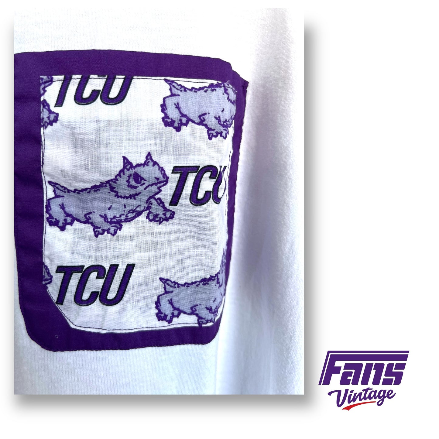 Mint condition! 90s Vintage Custom Men’s / Unisex Pocket Tee with vintage Horned Frog