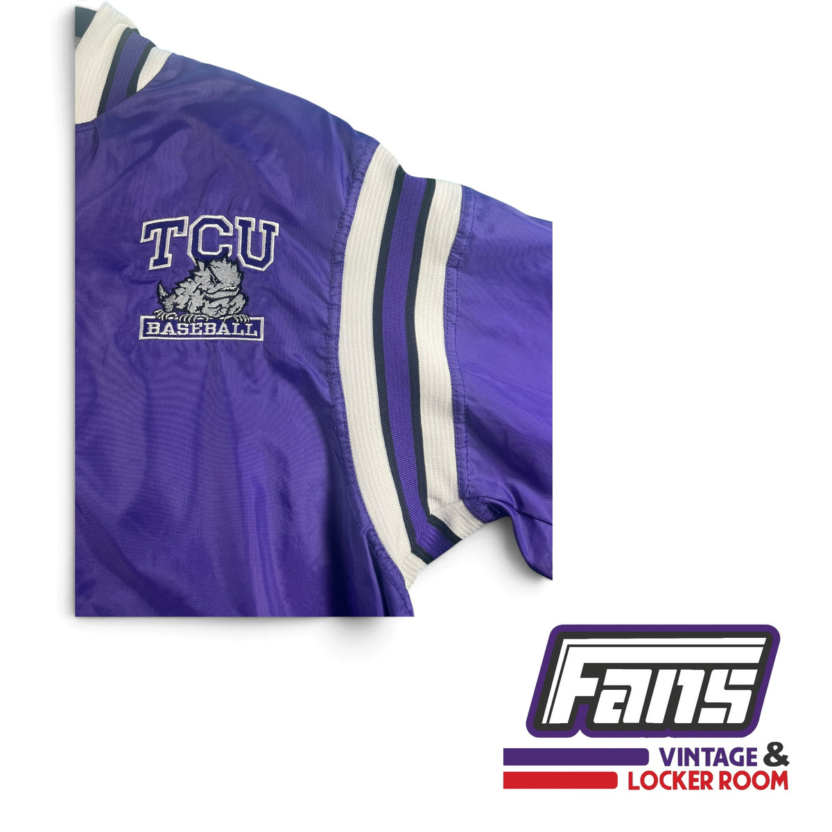 RARE Vintage TCU Baseball Dugout Bomber Jacket with Embroidered Logo