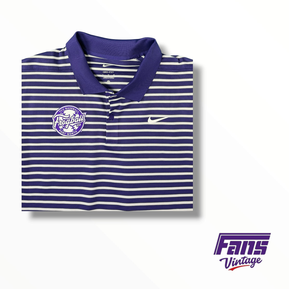 TCU Baseball Team Issued “Frogball USA” Nike Striped Polo