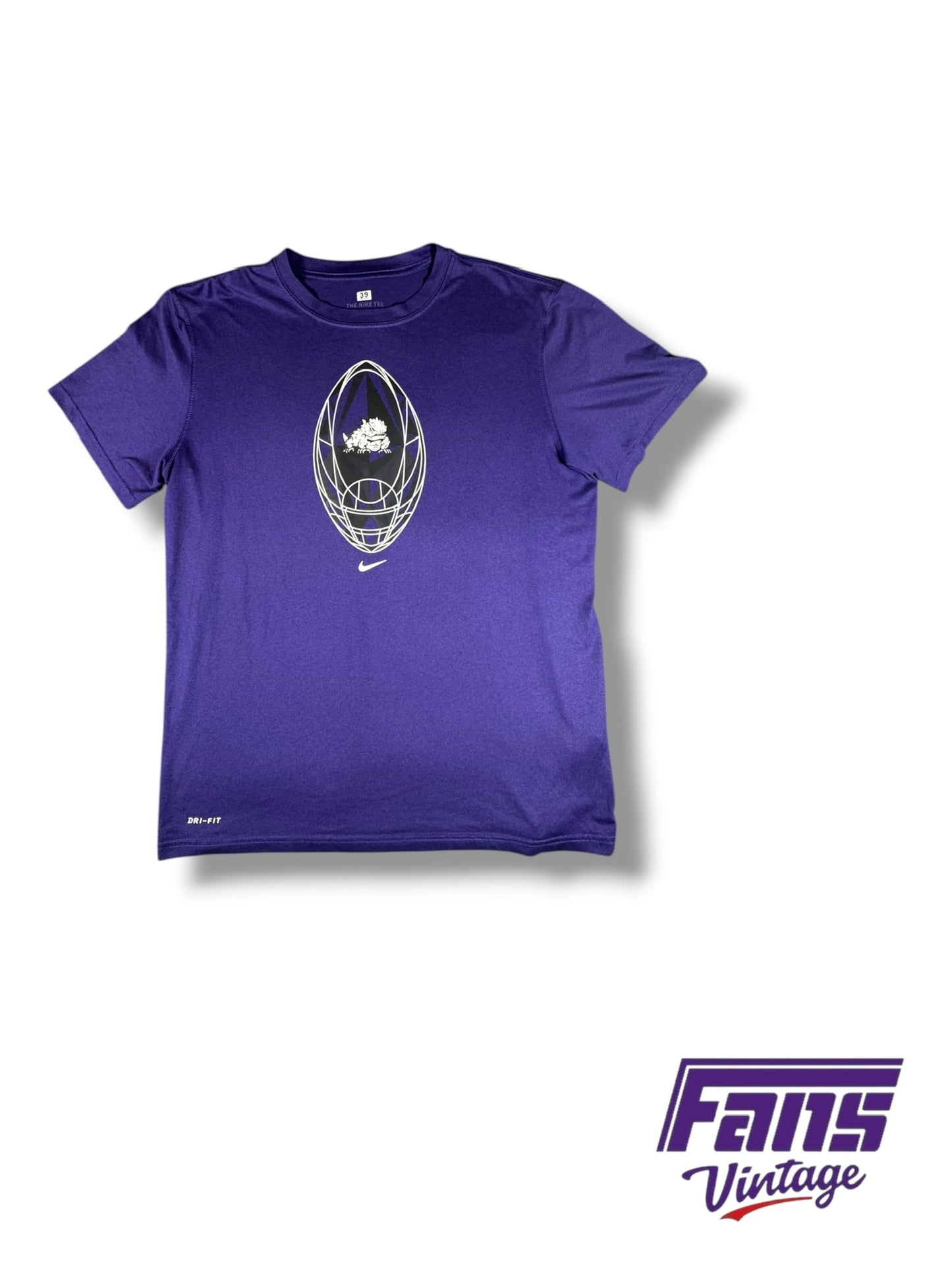 TCU Nike Team Issued Football Team Training Drifit Shirt with Diamond Faceted Ball Logo