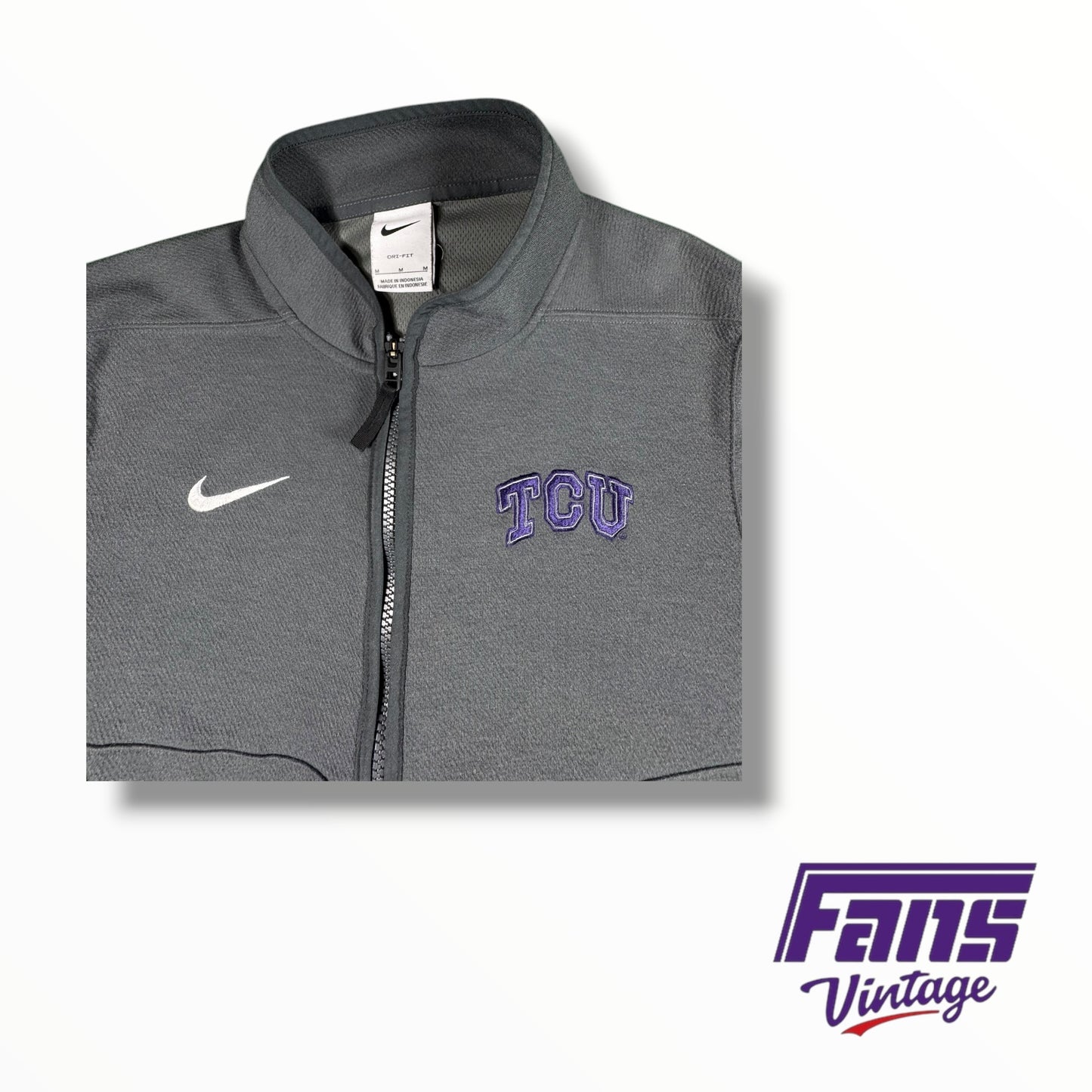 TCU Nike Team Issued Soft Feel Grey Quarter Zip Pullover