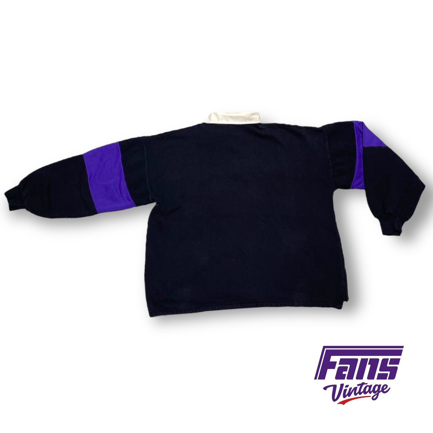 80s Vintage Unique TCU Rugby Style Collared Sweatshirt