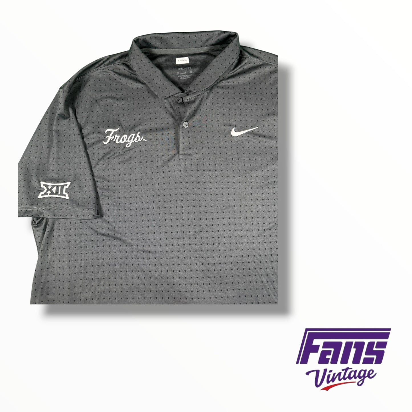 TCU Baseball Team Custom Throwback ‘Frogs’ Script Drifit Polo