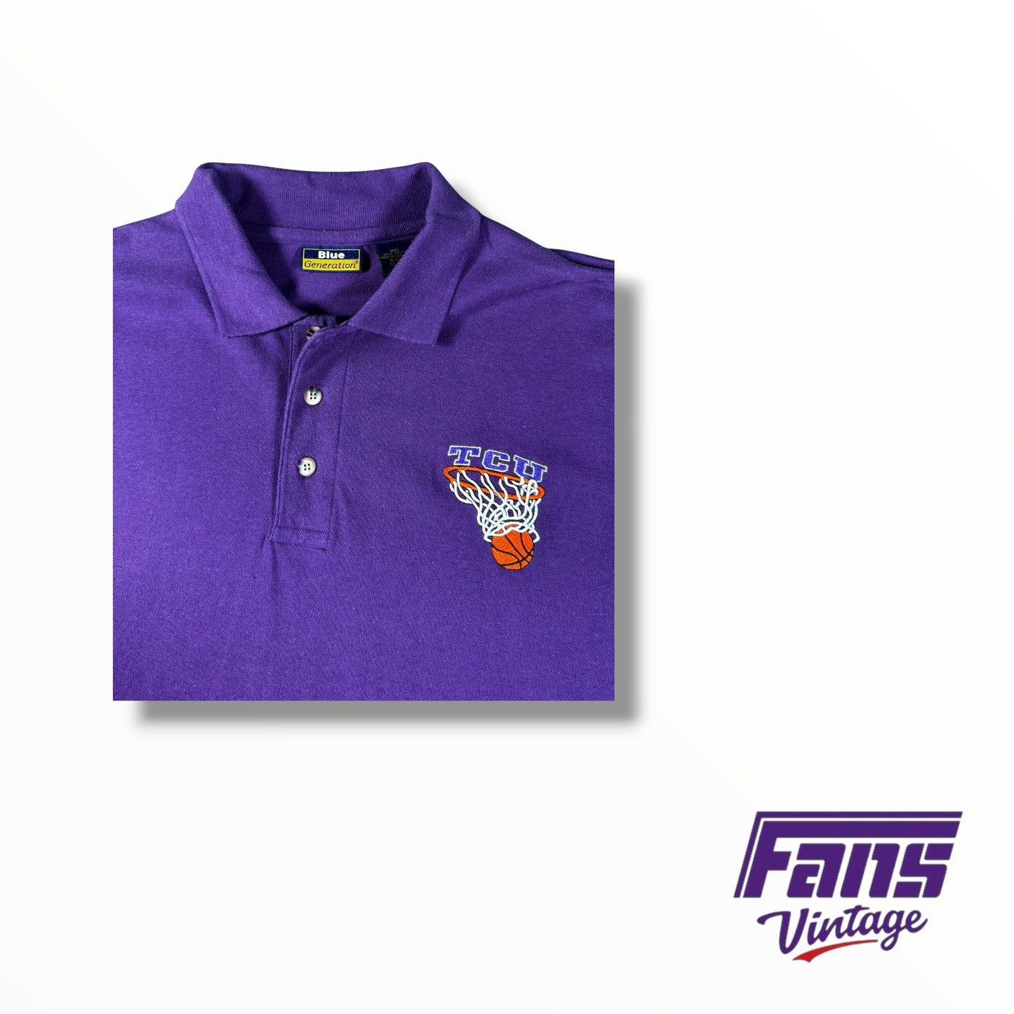 90s Vintage TCU Basketball Polo with Sick Embroidered Logo