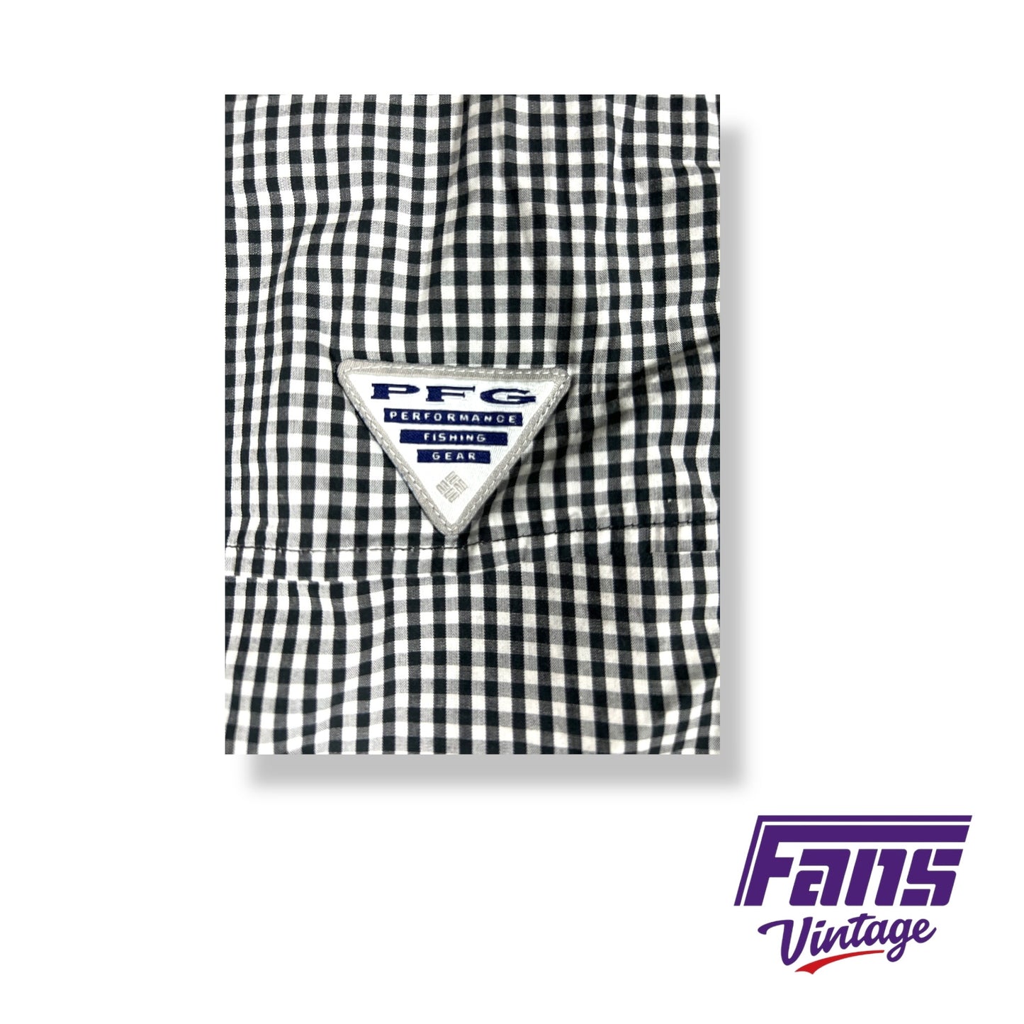 Vintage TCU Columbia PFG Fishing Shirt in Blackout Checkerboard Pattern