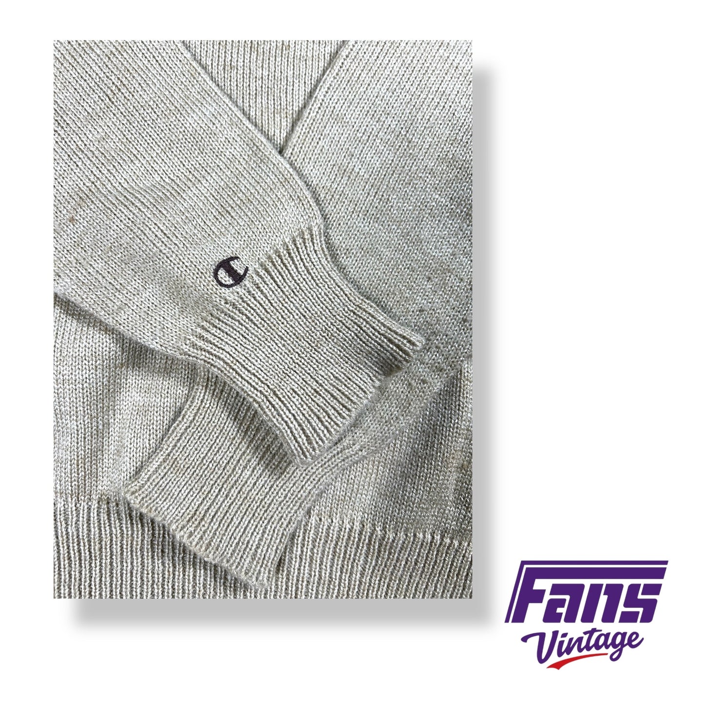 RARE Vintage 1980s TCU Champion brand sweater with unique stitched lettering - unique 60s throwback style