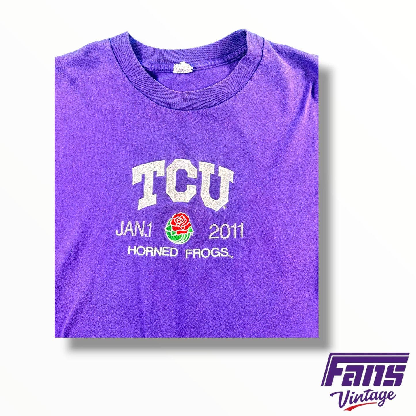 Rare Vintage TCU Rose Bowl Embroidered Long Sleeve