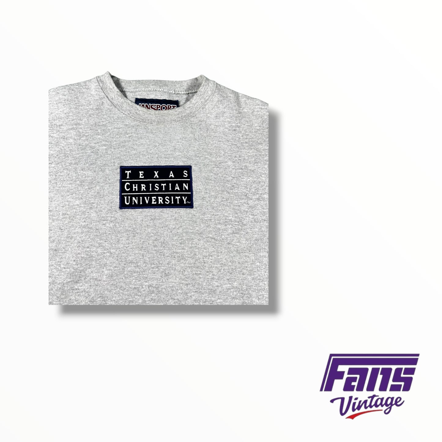 Vintage TCU 90’s Crewneck Sweater with Amazing Embroidered Suede Navy Logo Patch