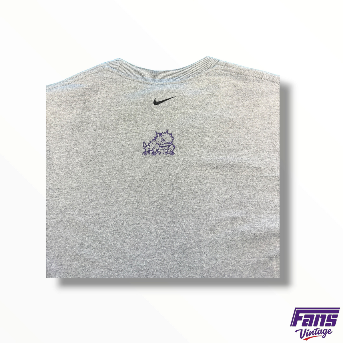 Vintage TCU Soccer Y2K Team Issued Nike Gray Horned Frog Tee