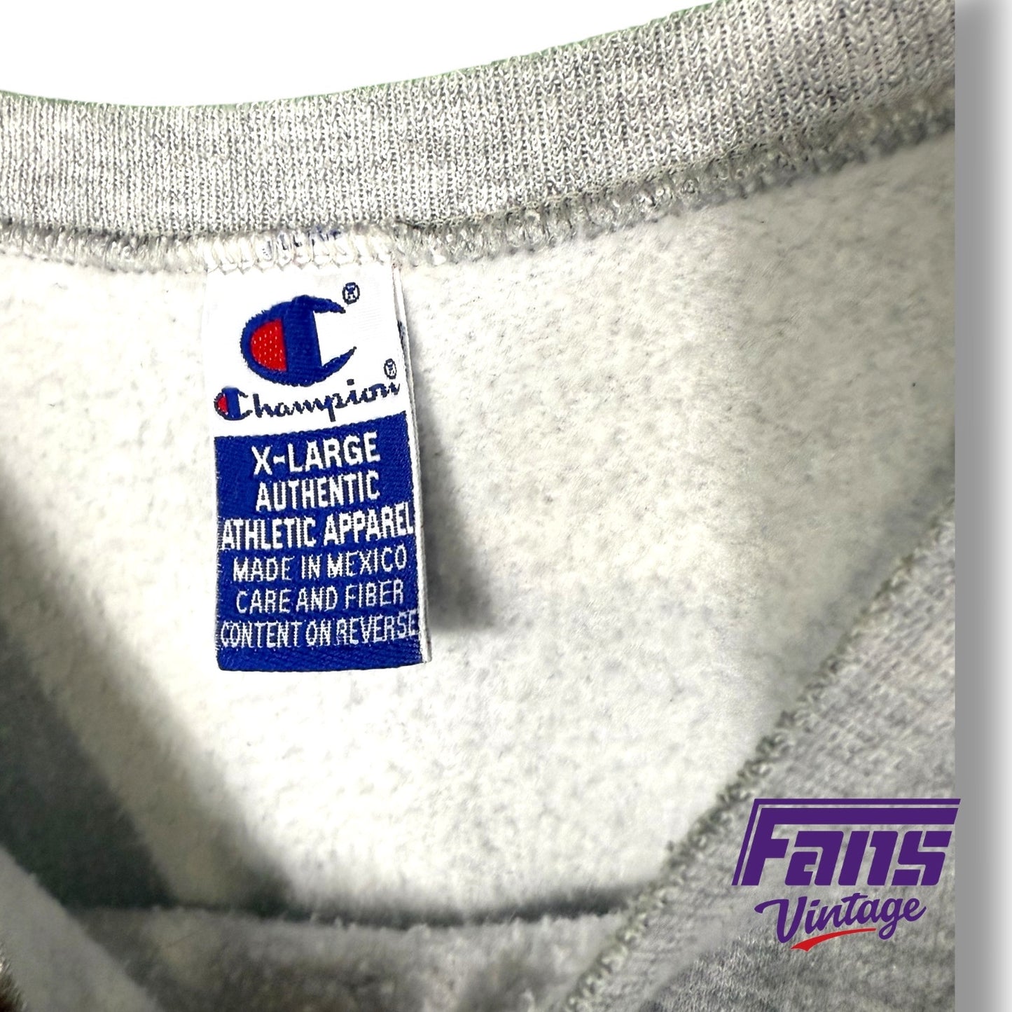 Sick! 90s Vintage TCU Crewbeck Sweatshirt with Felt Embroidered Logo