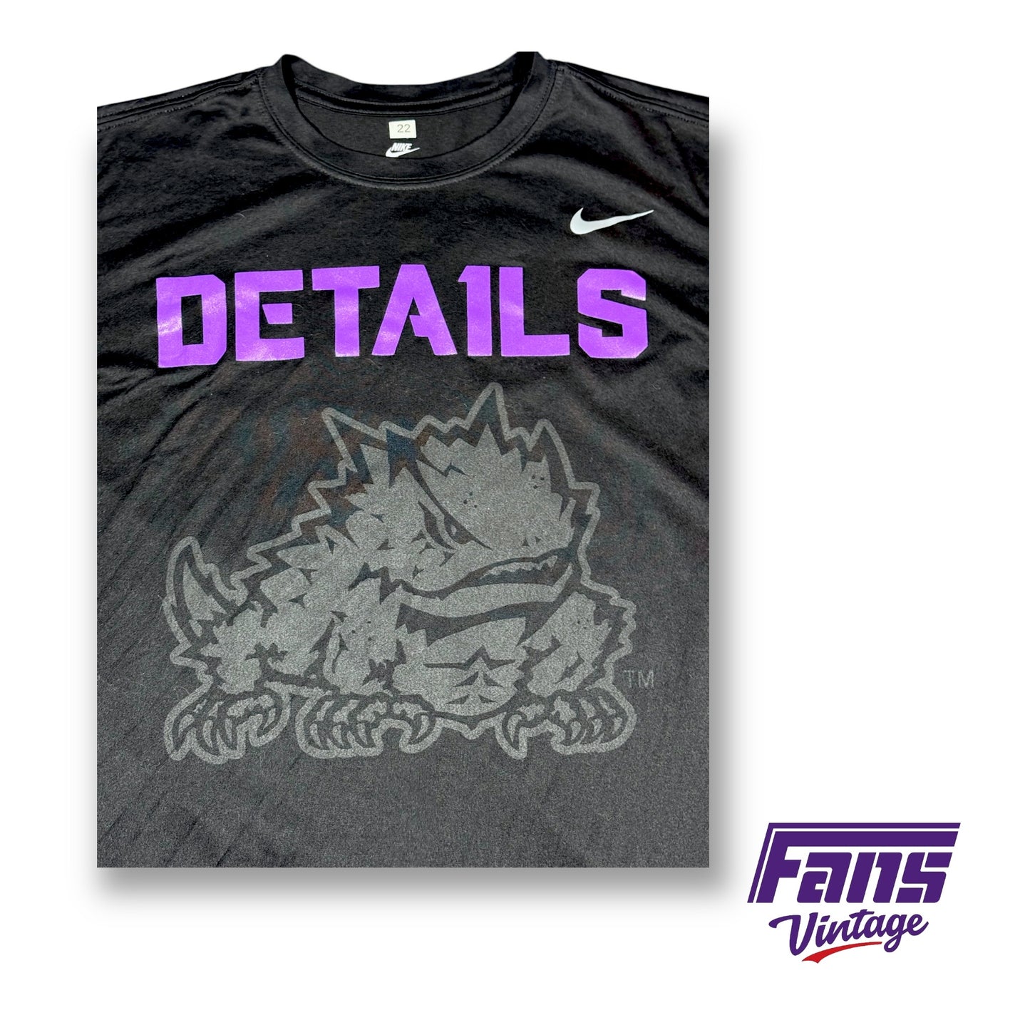 TCU Football Player Exclusive Nike Training Tee - “Details” with Blackout Frog Graphic