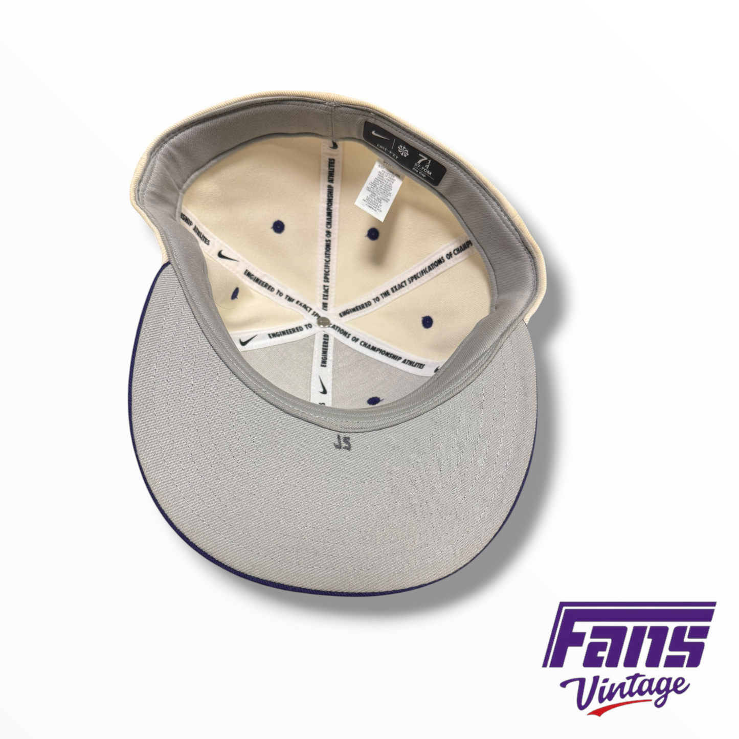 TCU Baseball Team-Issued Nike Interlocking TC Fitted Hat – White/Purple