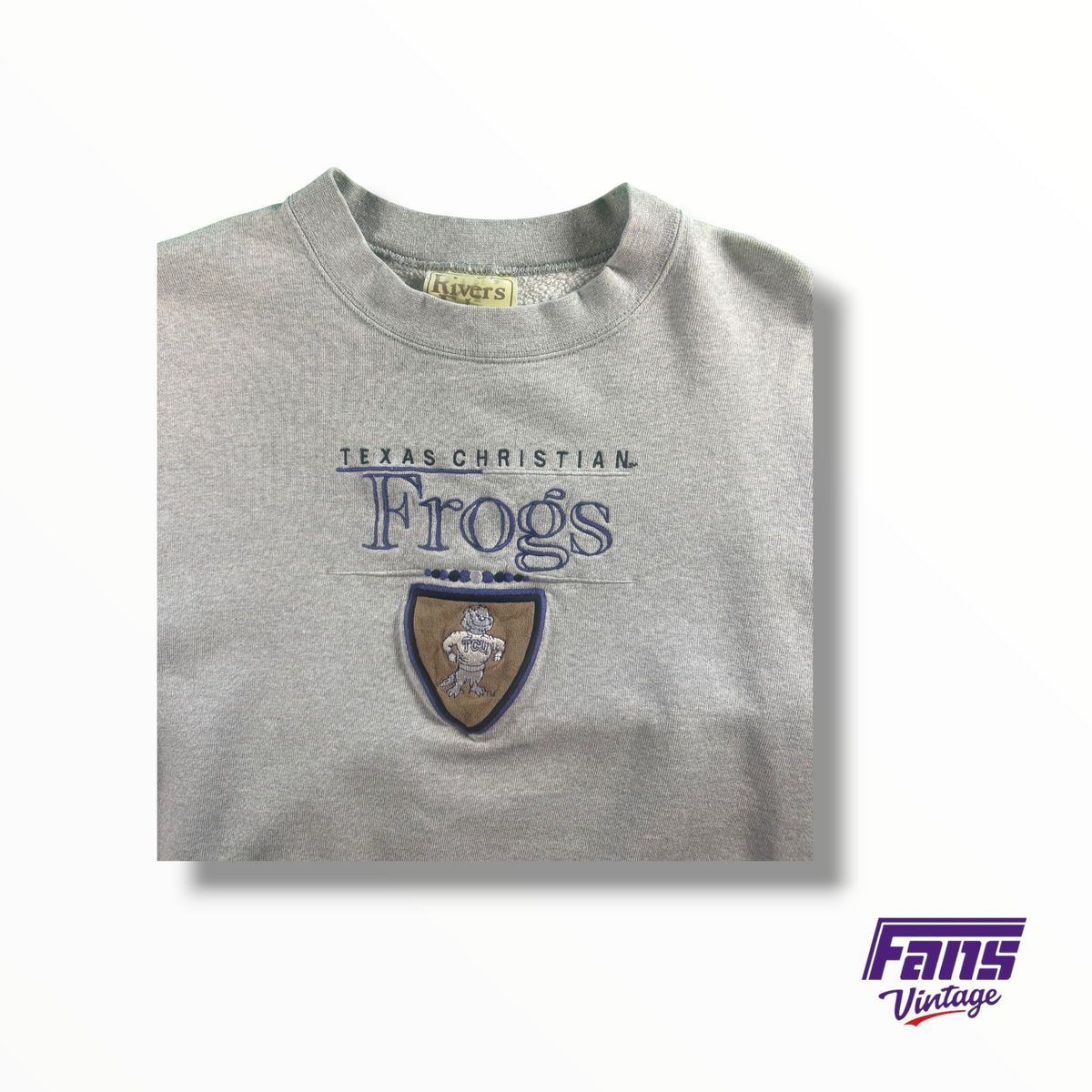 Vintage TCU Crewneck Sweater With Suede Stitched Vintage Sweater Horned Frog