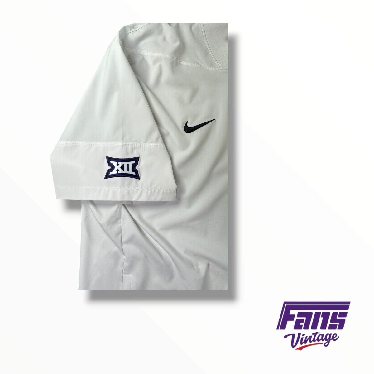 TCU Baseball Team Issued ‘Frogball USA’ White and Gray Striped Polo