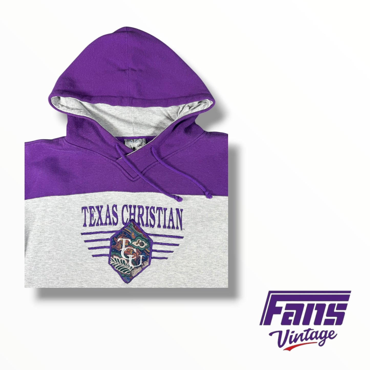 Vintage 90s TCU Purple and Gray Embroidered Hoodie