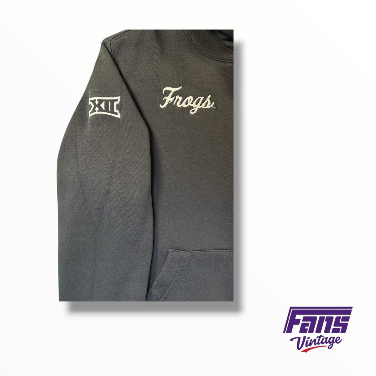 TCU Team Issued Nike Gray Embroidered Frogs Script Hoodie