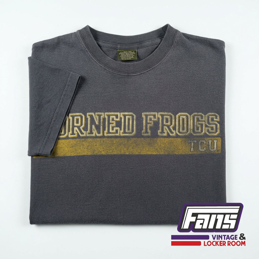 Vintage TCU Y2K Horned Frogs Faded Navy T-Shirt