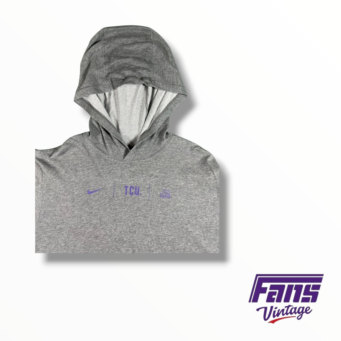 TCU Nike Team Issued Hooded Gray Short Sleeve Tee