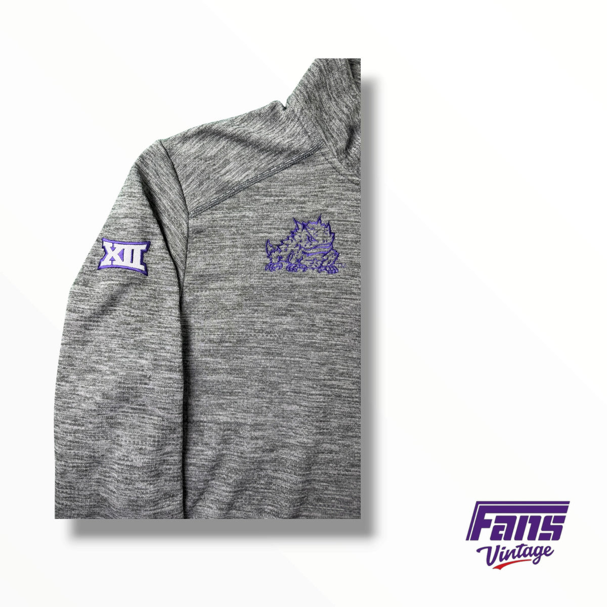 TCU Team Issued Nike Running Heather Gray Cotton Quarter Zip