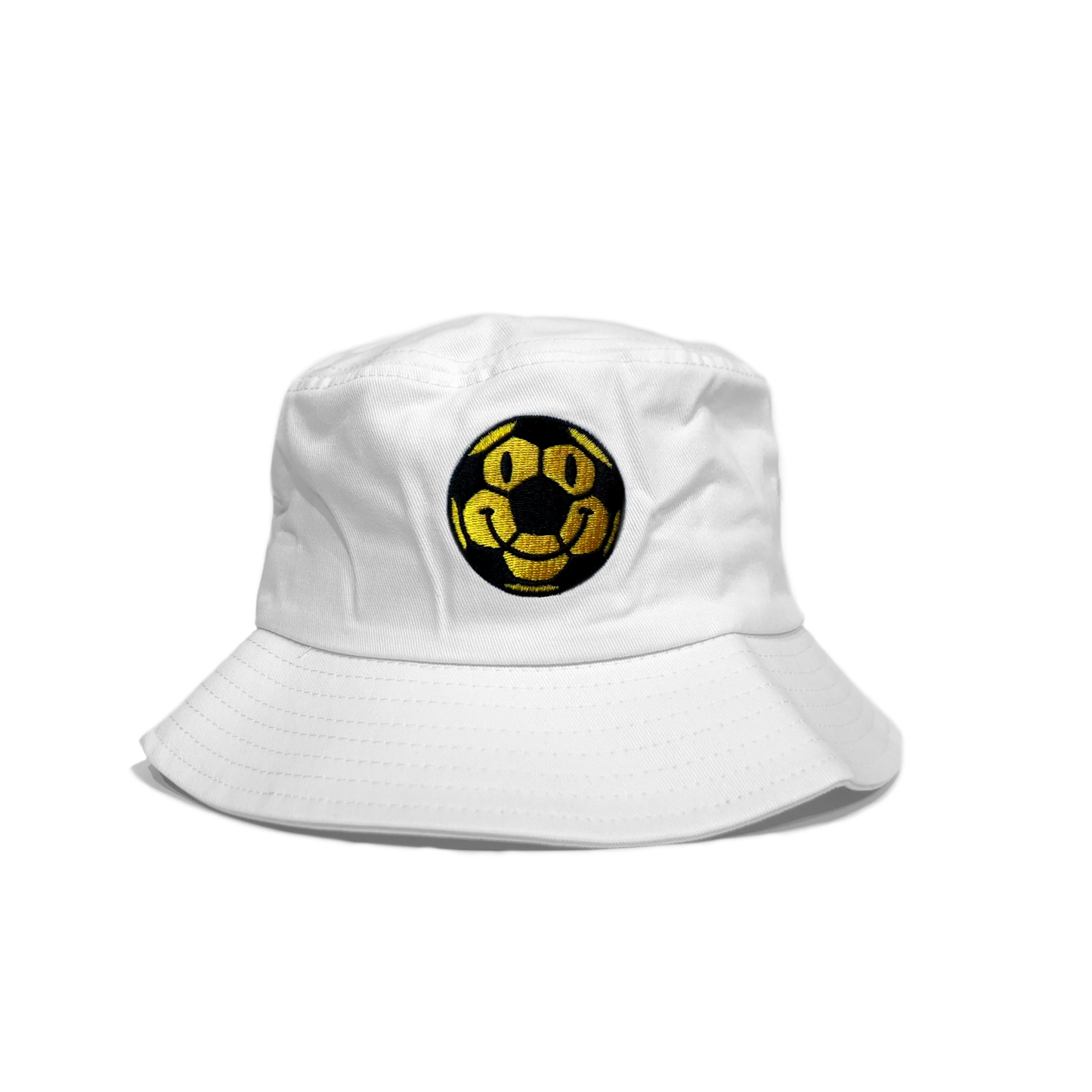 Soccer Inspired Happy Ball White Bucket Hat