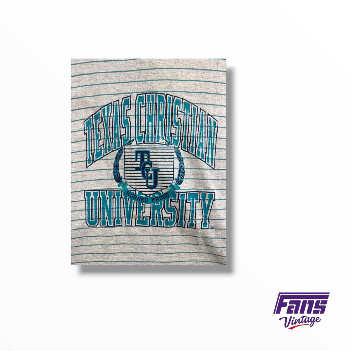 Vintage 90s TCU Horned Frogs Striped Turquoise Tank Top