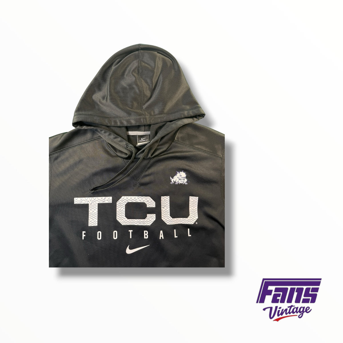 TCU Football Team Issued Nike Frog Skin Print Blackout Therma-Fit Hoodie