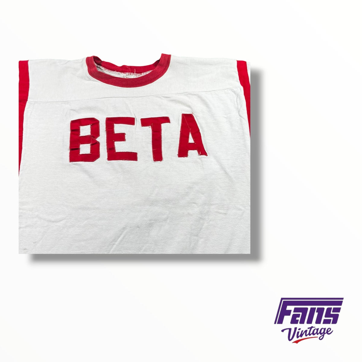 Vintage 70s Double Sided Fraternity Beta Jersey Style Stitched Letters Tee