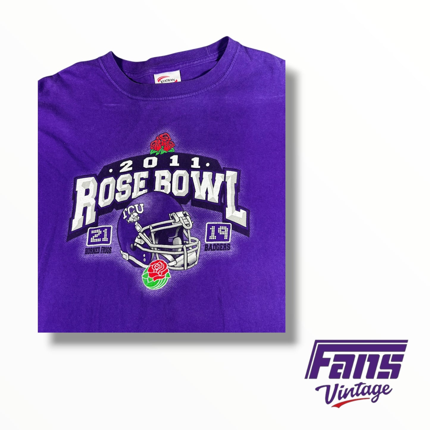 Rare! TCU Rose Bowl Helmet and Scoreboard Tee