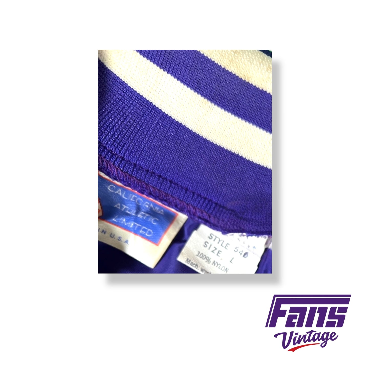 GORGEOUS 80s Vintage TCU satin look pullover with stitched lettering