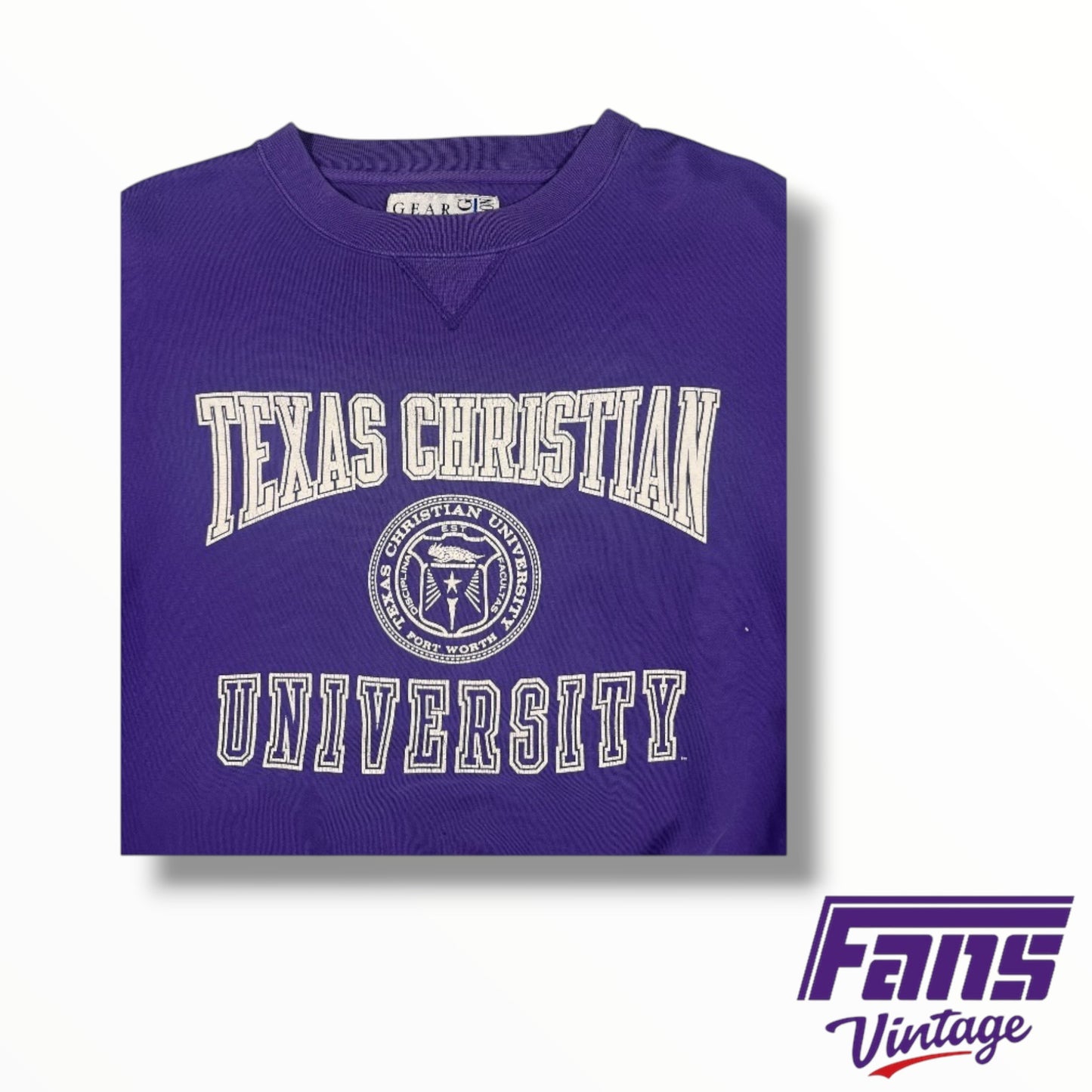 Vintage TCU Cozy Pullover with School Crest
