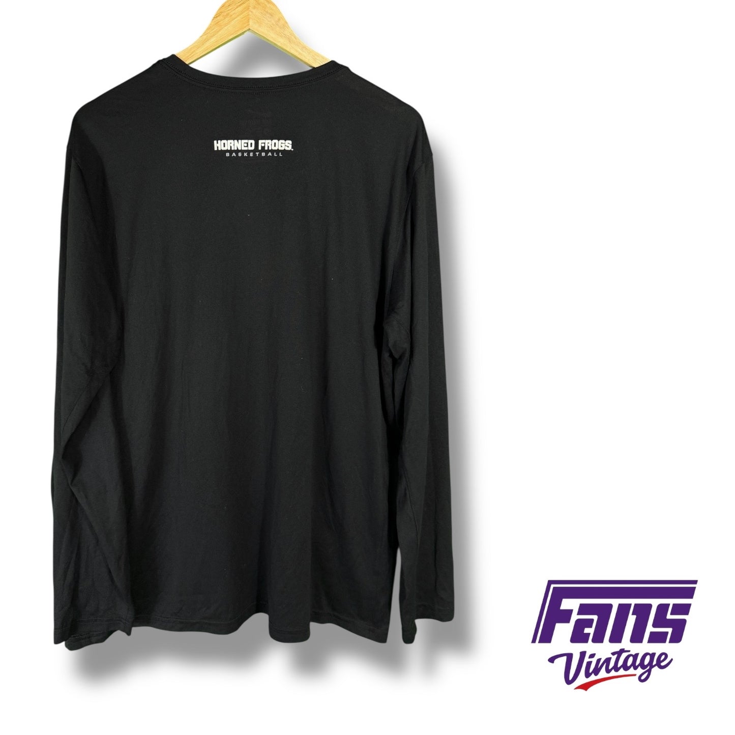 TCU Basketball Player Exclusive Nike Long Sleeve Shirt with custom Silver script “Frogs” Throwback Logo