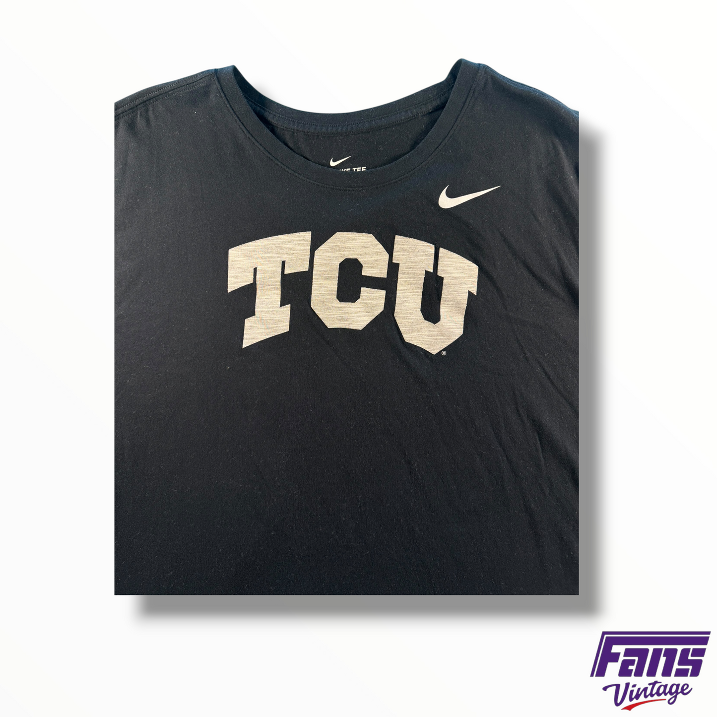 TCU Nike Team Issued Blackout Tee With Heather Gray Logo