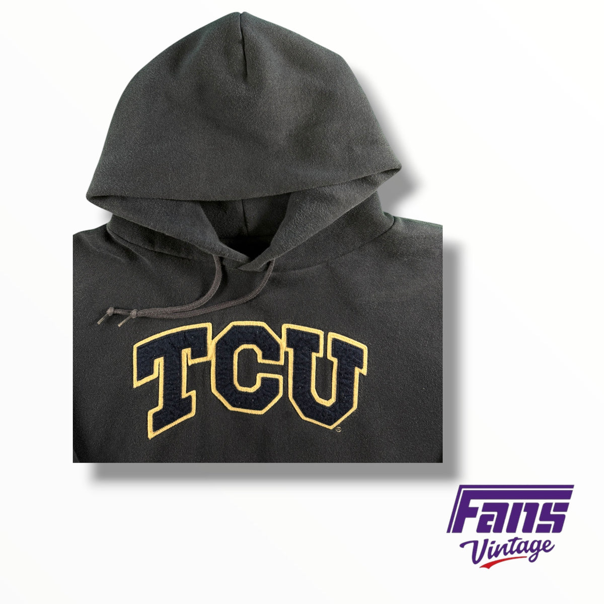 Vintage 90s TCU Hoodie - Unique Navy Color & Patch Lettering