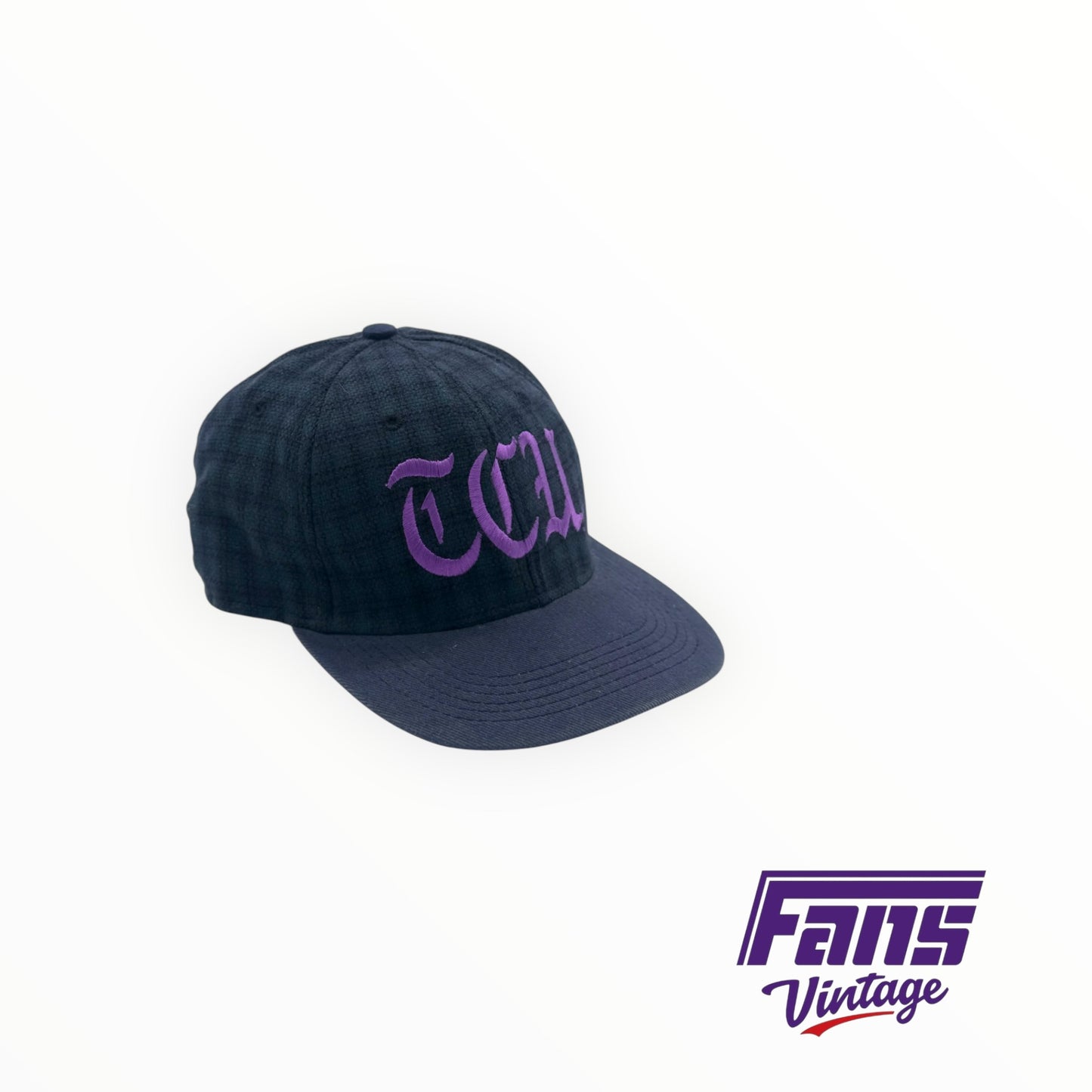 RARE! TCU vintage 90’s blue and green tweed style hat with embroidered TCU lettering