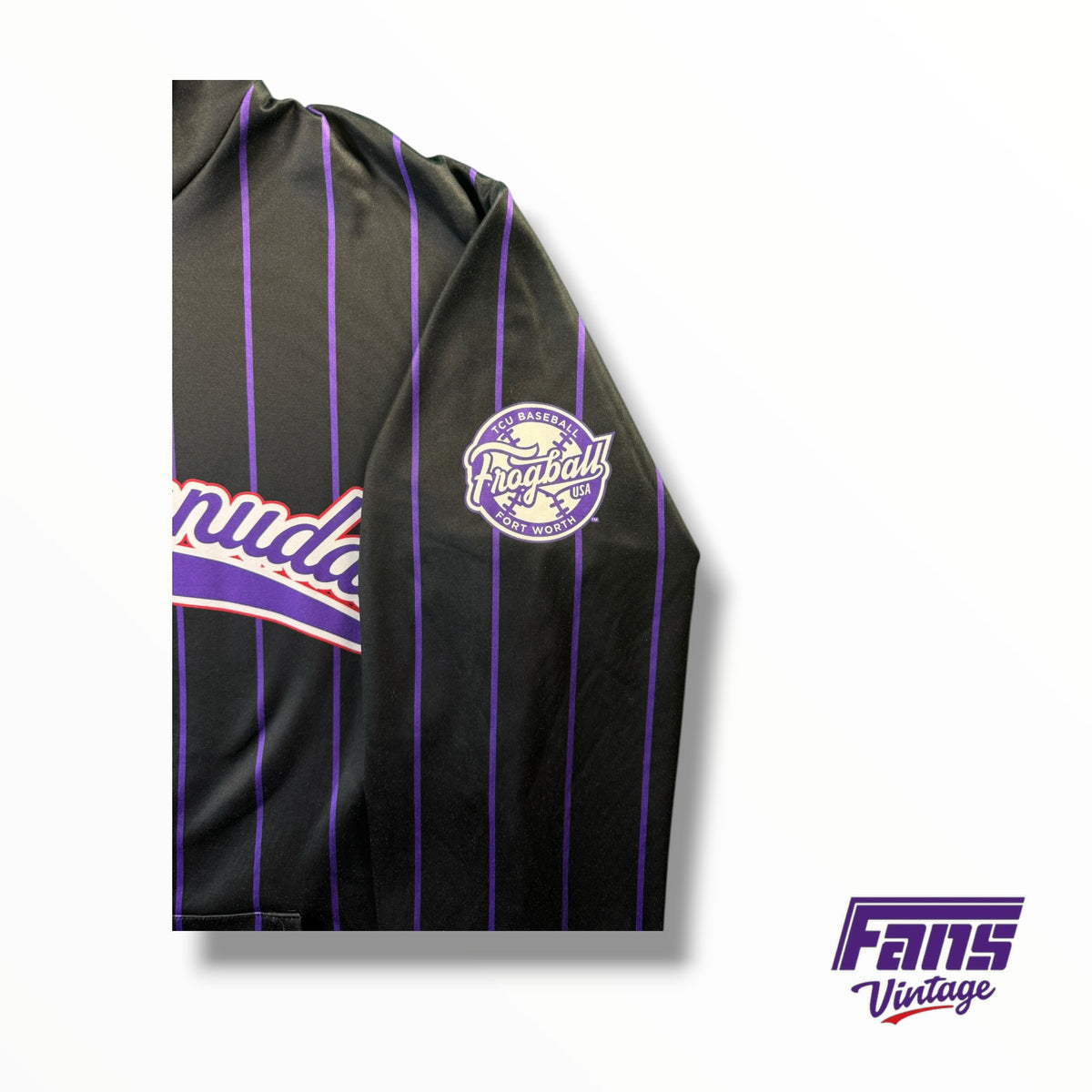 TCU Baseball Team Issued Ranas Cornudas Purple Striped Blackout Hoodie