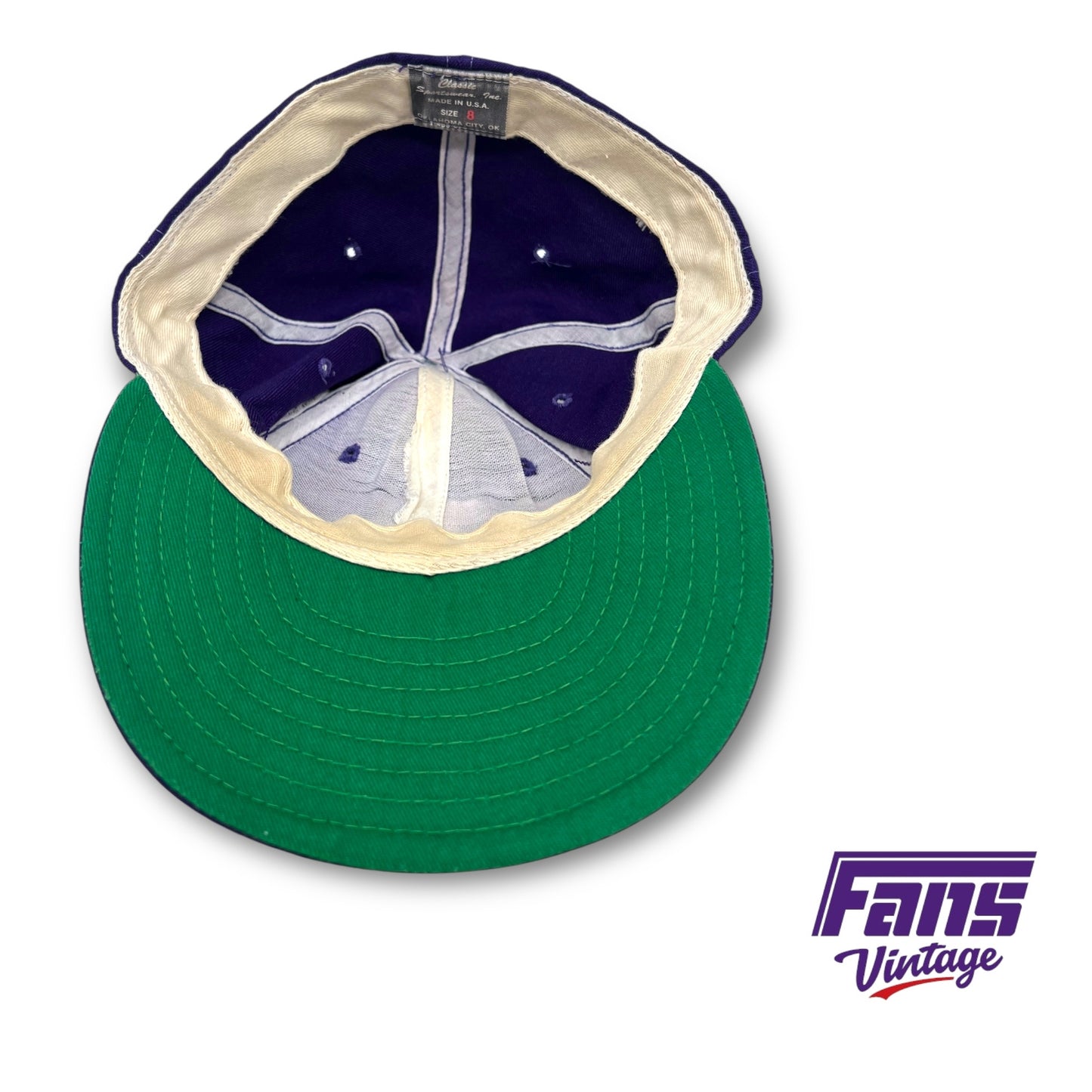 TCU Vintage Baseball Team Fitted Game Worn Hat - Distressed Look With Throwback 80s Logo