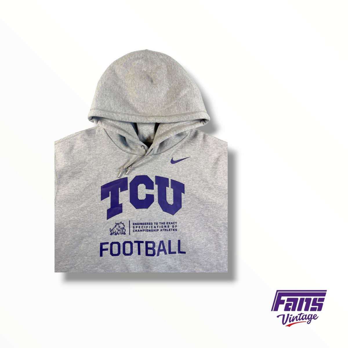 TCU Team Issued Football Nike Graphic Gray Drawstring Hoodie
