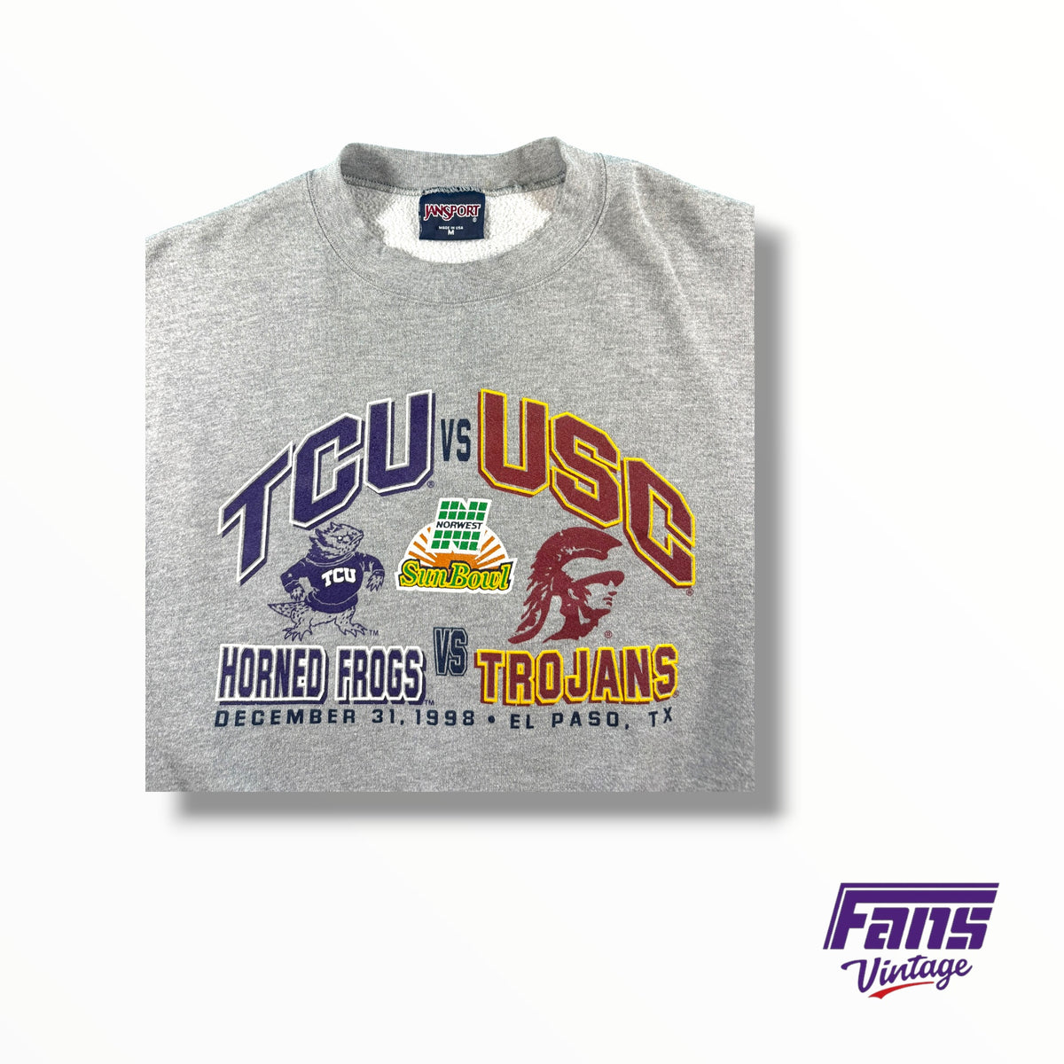 RARE Vintage 1998 TCU vs. USC Sun Bowl Crewneck Sweater