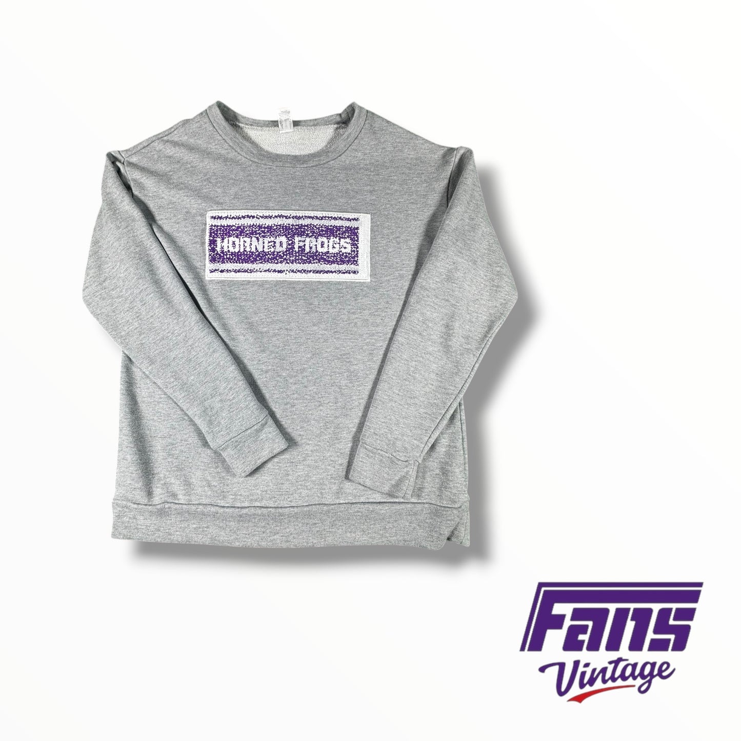 Unique TCU Sequins Double Front Logo Crewneck Sweater