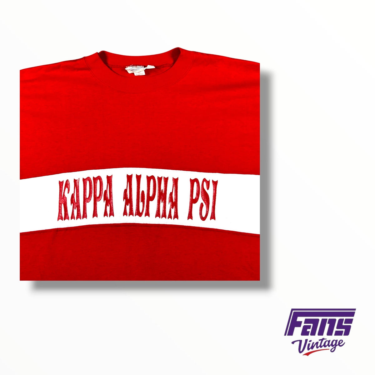 Vintage TCU Fraternity Kappa Alpha Psi Crimson Red And Cream Tee