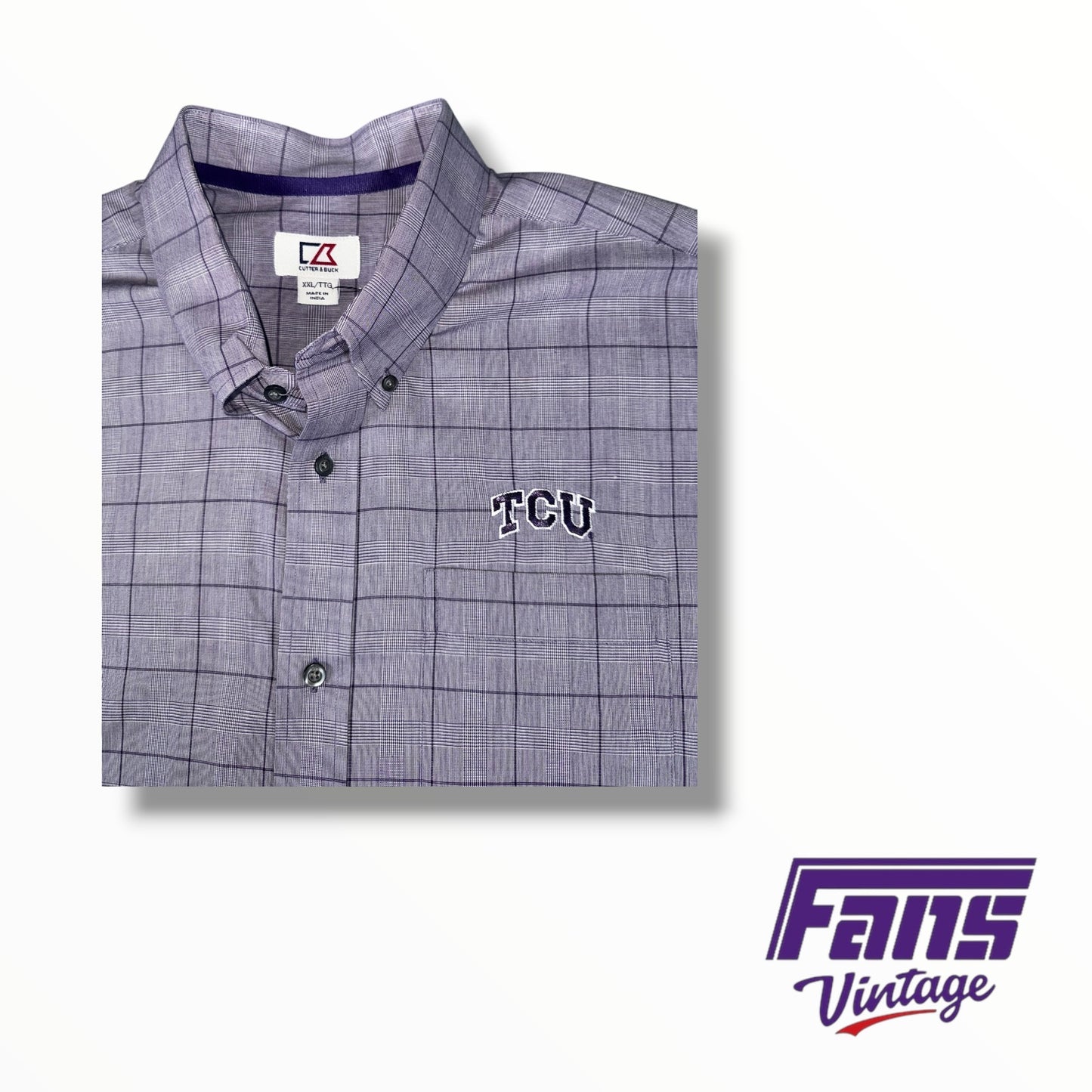 Vintage TCU Cutter & Buck Checkered Button Up