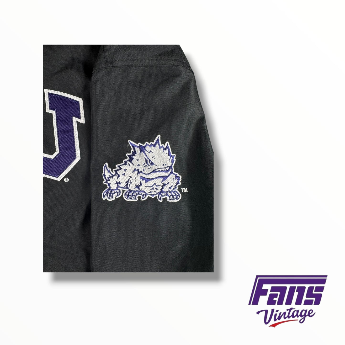 Champion TCU Blackout Pullover Windbreaker with Embroidered Patch Logos