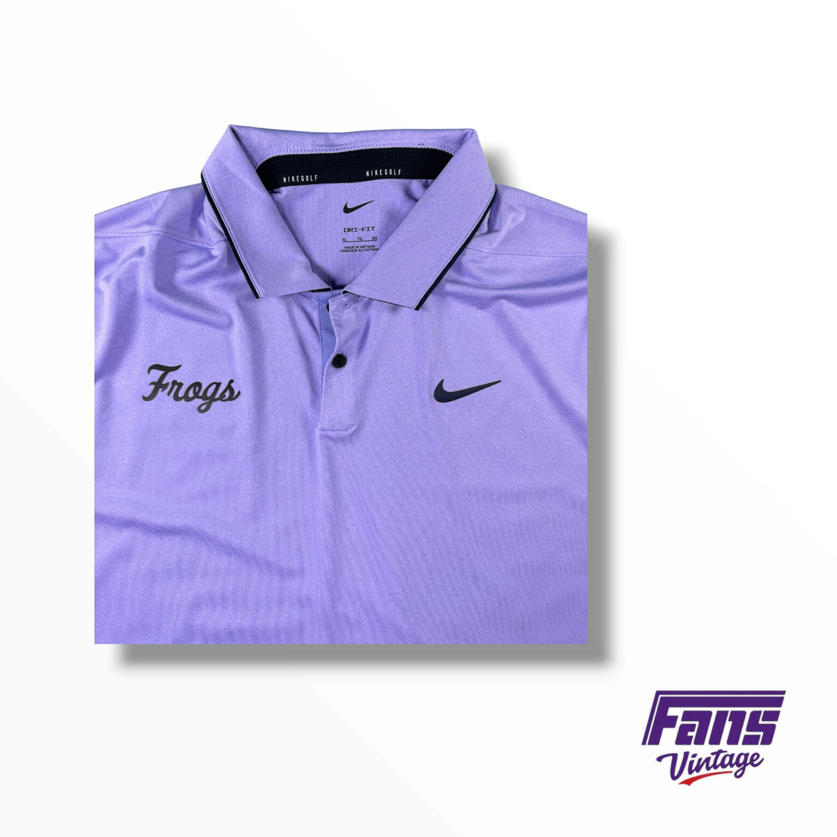 TCU Baseball Team Issued Lavender Script ‘Frogs’ Polo